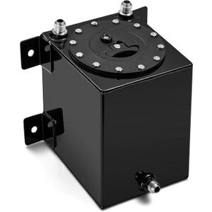 BDFHYK 1 Gallon Fuel Cell Gas Tank Aluminum Polished Black with Level Sender 7" (L) x 6.75" (W) x 8" (H) Racing Street Drift Strip Fuel Tank Fuel Cap