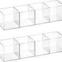 Epakh 2 Pieces 4 Compartment Acrylic Cube Organizer 4 Section Clear Acrylic Pencil Holder Small Drawer Organizer for Makeup Brush Crayon Desk Home Office Back to School Supplies