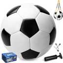 Soccer Ball Size 2/3/4/5 with Pump & Bag, Deflated Ball - 1 2 or 3 Pack - Classic Black & White - Durable Soccer Ball for Indoor/Outdoor Use - Great Soccer Gift for Toddlers, Kids, Youth & Adults