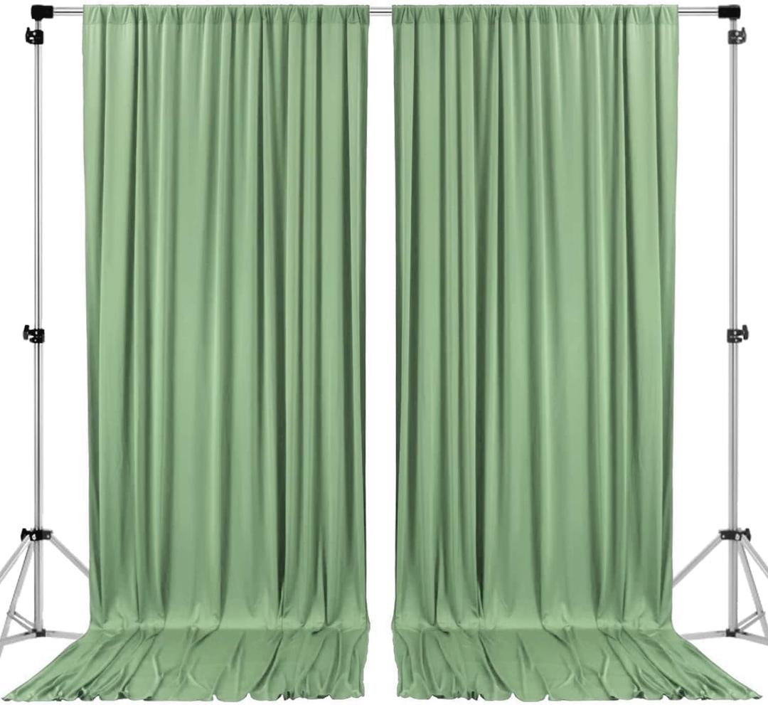 AK TRADING CO. 10 feet x 10 feet Sage IFR Polyester Backdrop Drapes Curtains Panels with Rod Pockets - Wedding Ceremony Party Home Window Decorations (60"W x 120"L (Pack of 2))