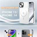 Magnetic for iPhone 13 Case/iPhone 14 Case, [Compatible with Magsafe & Military-Grade Protection] Slim Translucent Matte Phone Case for iPhone 13/14 6.1 inch,White