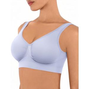 FeelinGirl Bras for Women No Underwire Seamless Smooth Bralette Full Coverage Comfy Everyday Bras with Wide Straps (XX-Large, Slate Blue)