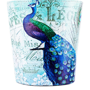 10L Retro Style Kitchen Trash Can Bedroom Trash Bin Wastebasket for Bathroom Office Living Room (Peacock)