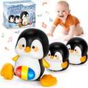 Baby Toys 6-12 Months, Musical Penguins Crawling Infant Toys, Early Learning Toy for Tummy Time with Light & Sound, Birthday Gifts for Babies Newborn Boys Girls 6 7 8 9 10 11 Months 1 Year Old (Black)