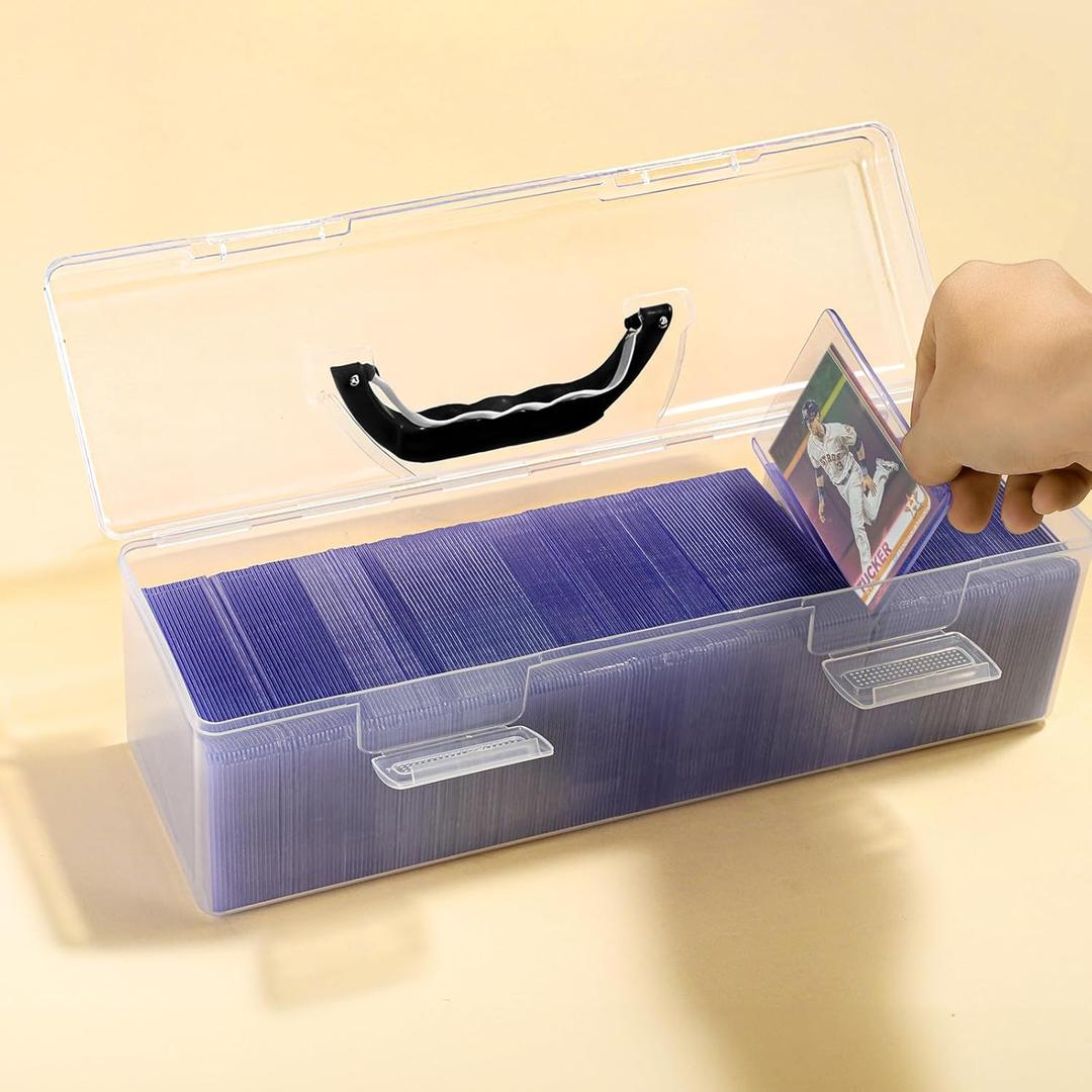 Premium Storage Box for Toploader - Large for 200+ Toploaders or 1000+ Trading Cards, Portable Sports Card Storage Boxes for Collectible Gaming Trading Cards, Clear Design, Wide Applications(Black)