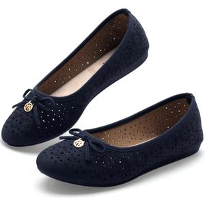 YEOGOR Women's Ballet Shoes Comfortable Slip on Round Toe Flat Casual Shoes for Walking, Driving, Dressy (6.5, Navy)