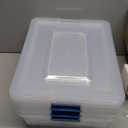 Plastic Storage Containers Clear Craft Storage Bins with Grey Handle,Organizer Box with Durable Lids Stackable Containers for Organizing Craft and Tools (4 Pack-10 Quart Blue)