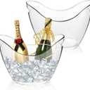 2 Pack Ice Bucket - 4L Clear Acrylic Ice Buckets for Parties, Mimosa Bar Supplies Beverage Tub for Champagne Beer Sparkling Wine Cocktails