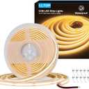 COB LED Strip Lights Waterproof IP67 DC24v Warm White 3000K 16.4ft/5m High CRI 92Ra+ Outdoor LED Tape Lighting DIY Cuttable for Bedroom Kitchen Cabinet Shelf (Power Supply Not Included)