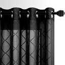 KOUFALL Black Curtains 63 Inch Length for Bedroom 2 Panels Set Sheer Grommet Window Geometric Lace Curtains Aesthetic Diamond Room Decor for Teen Girls Living Area, Size: 52"W x 63"L 