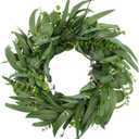 Spring Wreath for Front Door, 26 Inch Outdoor Large Eucalyptus Door Wreaths All Seasons, Handmade Green Artificial Olive Wreath for St. Patrick's Day Indoor Wedding Holiday