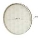 HofferRuffer Extra Large Round Serving Tray 24'', Elegant Oversized Faux Leather Circle Ottoman Table Tray, Serve Tea Coffee Breakfast in Bedroom Living Room Kitchen (Cream White)