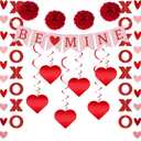21 Pcs Valentines Day Decorations Set - Be Mine Banner, Hanging Ornaments, Paper Pom - Poms, Heart Garland Banner for for Valentine's Day, Weddings, Engagement Party