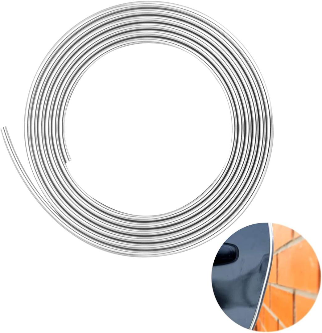 Car Door Edge Guards Chrome Silver Universal U Shape Moulding Trim Strip Automotive Door Protector Decorative for Sedans, Trucks, SUV, ATV (16FT, Silver)