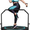 BCAN 550 LBS Foldable Mini Trampoline, 48" Fitness Trampoline with Bungees, U Shape Adjustable Foam Handle, Stable & Quiet Exercise Rebounder for Adults Indoor/Outdoor Workout
