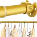 FIRJOY Closet Rods for Hanging Clothes - Heavy Duty, Length Adjustable (#1 Gold, 66.5" - 76")