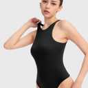 PUMIEY Women's High Neck Sleeveless Bodysuit Sexy Tank Tops Smoke Cloud Collection, (Black, Small)