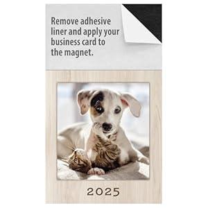 2025 Peel and Stick Magnetic Business Card Calendars, Box of 100, Includes Envelopes, Mail for 1oz Rate, Great Sales Marketing Tool (Furry Friends)
