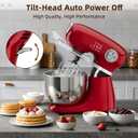 COWSAR Stand Mixer, 12 Speeds Tilt-Head Electric Commercial Stand Mixer, 3-In-1 Kitchen Mixer with Bowl, Dough Hook, Whisk and Beater, Red