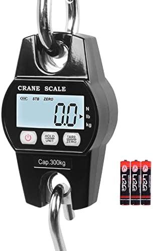 Fuzion Hanging Scale 660lb, Heavy Duty Crane Scale, Aluminum Body, Stainless Steel Hook, Hoyer Lift Scale with Hold/Tare, Digital Hanging Scales for Farms, Hunting, Fishing and Weighing Luggage