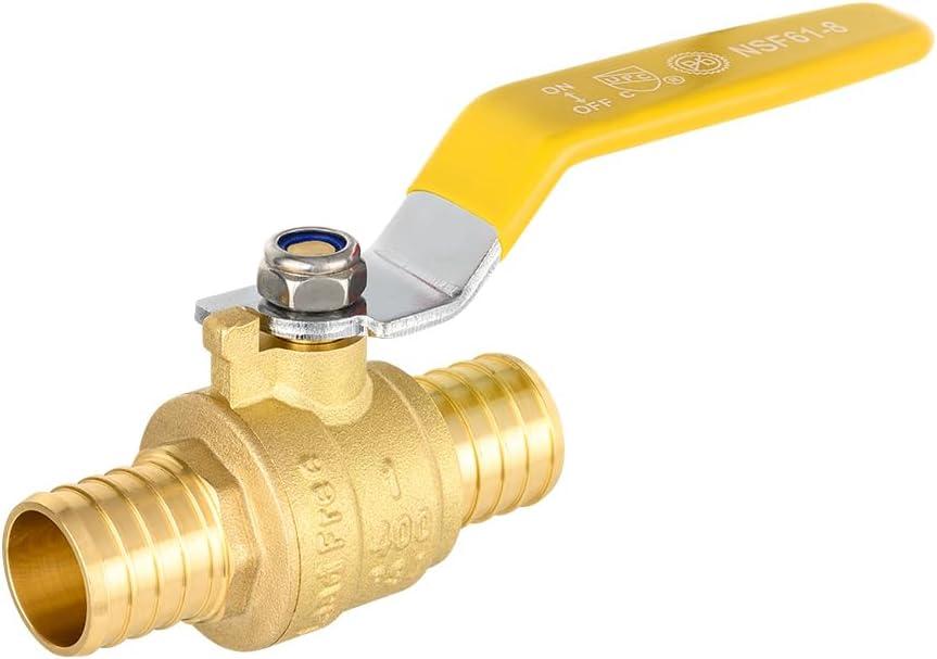 EFIELD 1-Inch Pex Brass Full Port Shut-off Ball Valve, Yellow Handle Brass UPC Certified,(VALVE020)