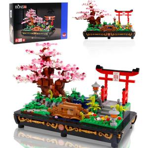 Cherry Blossom Meaningful Bonsai Tree Building Sets,Japanese Style Sakura Tree Mini Building Blocks(1286 PCS),Enjoy Your Own Beautiful Display Show, Present for Kids and Adults