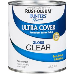 Rust-Oleum 242057 Painter's Touch Latex Paint, Quart, Gloss Clear,1 Quarts (Pack of 1)