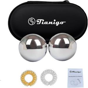 Stainless Steel Baoding Balls Set, 1.2 Inches Chinese Health Balls, Metal Stress Relief Hand Massage Balls No Chime for Hand Exercise, Hands Therapy