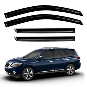 DimFlux 4PC Rain Guards for 20132021 Nissan Pathfinder S SV SL Platinum Window Visors Deflectors Sun Shades Vent Tape On Out Channel