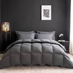 Feather Down Comforter Cal King Size,Hotel Style Bedding Comforter,750+ Fill Power,1200TC,100% Organic Cotton Fabric,All Season Grey Duvet Insert with 8 Corner Tabs