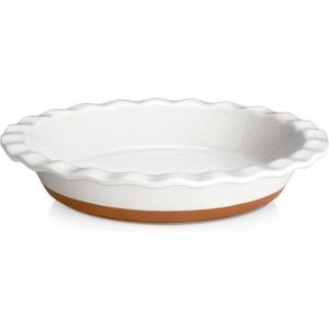 MALACASA Ceramic Pie Pan for Baking - 9 Inch Quiche Baking Dish Nonstick Pie Plate, Deep Dish Scratch-Resistant Pie Pan for Apple Pie Pot Pie, Series TARA