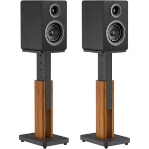 Height Adjustable Speaker Stands Pair with Most Satellite, Studio, Bookshelf Speakers - Wood Grain Floor Speaker Stands for Klipsch, Edifier, JBL Bookshelf Speaker Stands Holds 50Lbs with Cable Clips