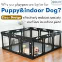 Clear Acrylic Dog Playpen Indoor, Expandable Size & Flexible Shape, Ideal for Small & Toy Dogs, Black