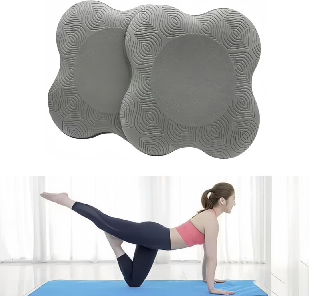 Yoga Knee Guards (Set of 2) - Male and Female Yoga Props and Accessories for Fitness, Travel, Meditation, Kneeling, Balance, Floor, Pilates Pads for Knee and Elbow (grey)