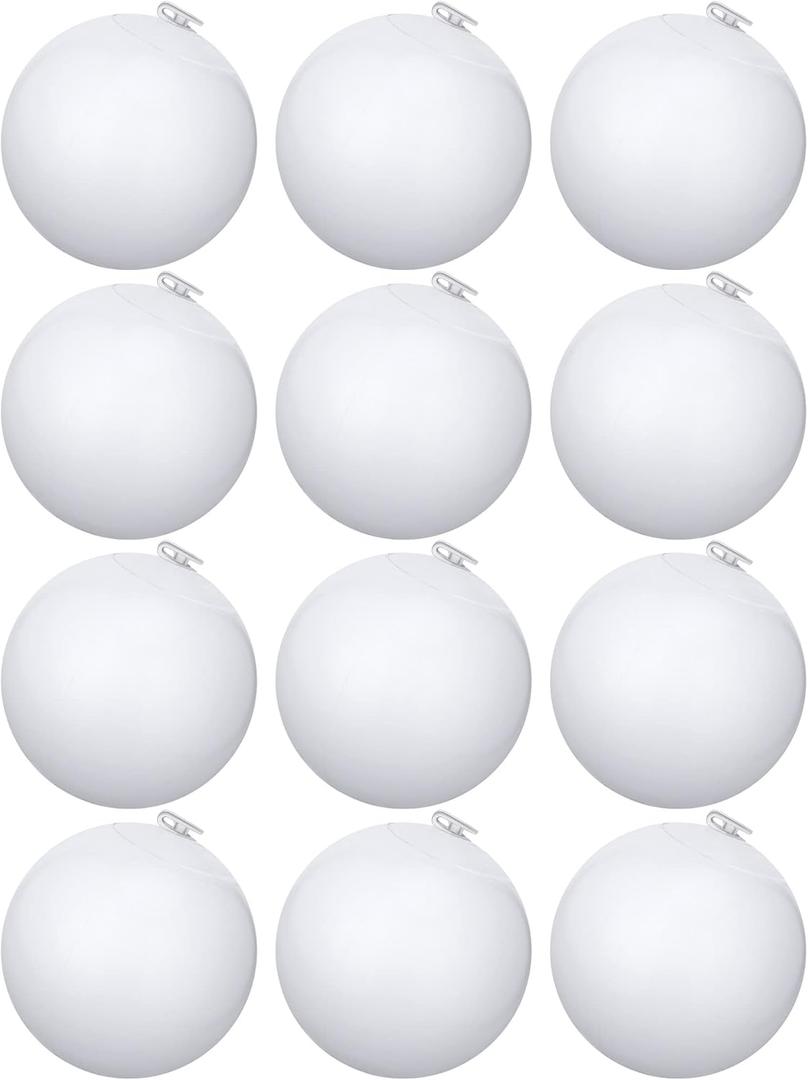 Bencailor 12 Pcs White Beach Balls Bulk 3.5 Inch Mini Inflatable Beach Balls for Ocean Under The Sea Party Decorations Summer Pool Toys Party Supplies