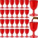 Mimorou 25 Pcs Red Plastic Wine Glasses for Wedding 5.4 oz Small Disposable Goblets with Stem, Unbreakable Plastic Drinking Glasses Drinkware Cup for Wedding Birthday Mother's Day Party Supplies
