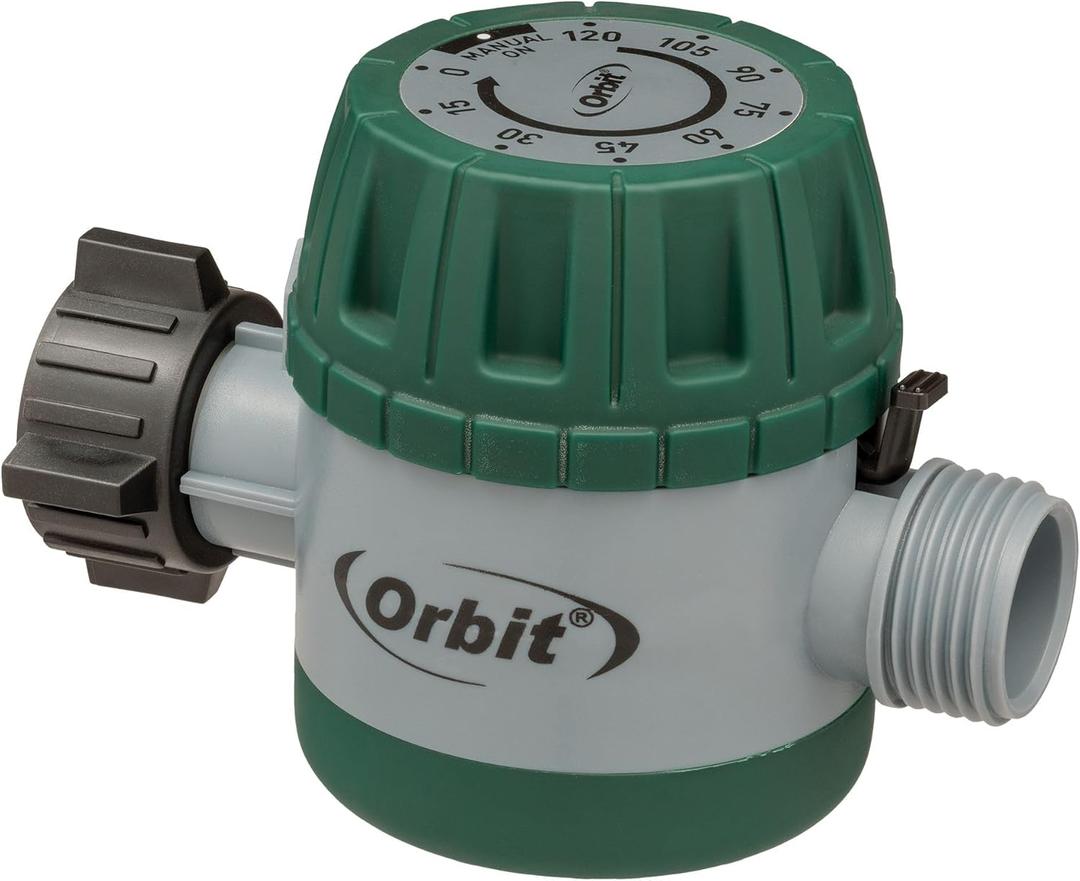 Orbit Mechanical Water Timer - Adjustable Irrigation Shutoff for Lawn & Garden Watering - Battery-Free Clockwork Hose Faucet Timer with Easy Grip Dial & Manual Bypass, 2 Pack