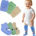 Simply Kids Anti-Slip Baby Knee Pads and Socks Set for Crawling and Walking (6 Pairs, 6-18 Months) Infant Toddler Boy Girl