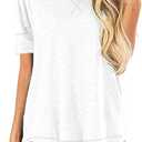 JomeDesign Summer Tops for Women Short Sleeve Side Split Casual Loose Tunic Top,  3X-Large, Crewneck White