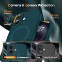 Magnetic for iPhone 16 Plus Case, Compatible with MagSafe, Full Camera Protection, Military-Grade Protection Silicone 3.0mm Thicken Phone Cover for 16 Plus 6.7",Blackish Green