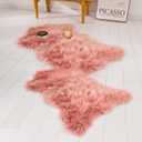 HYSEAS Faux Sheepskin Fur Area Rug Pink, 2x3 Feet, 2 Pack, Fluffy Soft Fuzzy Plush Shaggy Carpet Throw Rug for Indoor Floor, Sofa, Chair, Bedroom, Living Room, Home Decoration