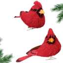 Namalu 2pcs Sisal Birds Cardinal Christmas Ornaments, Sisal Cardinal Ornaments with Metal Clip, Birds Tree Decorations for DIY Crafts Christmas Tree Gardening Wreath Decor(Red)