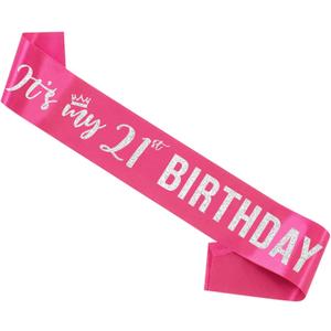 Its My 21st Birthday Sash,21st Birthday Sash,Glitter Letter 21st Birthday Sash for Girls,Happy 21st Birthday Party Decorations,Hot Pink