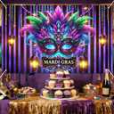 Mardi Gras Backdrop Banner Carnival Masquerade Photography Backgrounds Mask Colorful Backdrop Party Decoration Banner Studio Props Seasonal Decor Home and Party Banner 71x43 Inch (Feathered Mask#003)