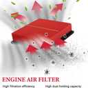 CA10755 Engine Air Filter Compatible with Sienna, Highlander, Camry, Avalon, ES350, NX200T, NX300, RX350, RX350L, Durango, Grand Cherokee with OE 17801-31130 Red