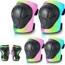 Skateboard Pads Kids/Youth/Adult Shield Elbow Pads and Wrist Guards Protective Gear,Strong Double Straps&Adjustable Easy-Fix Clips for Skateboarding,Rollerblading,ScooterRoller,Skating,Bicycle (Medium, Fruit color)