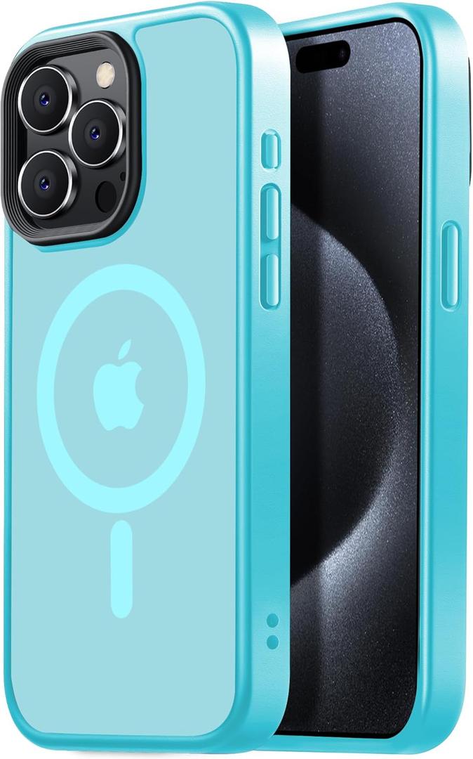 Compatible with iPhone 15 Pro Max case Fits MagSafe 10FT Drop Resistant Matte Skin Feeling Shockproof Back Cover Fits iPhone 15 Pro Max Phone Cases, Light Blue
