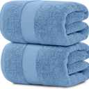 White Classic Luxury Soft Bath Sheet Towels - 650 GSM Cotton Luxury Bath Towels Extra Large 35x70 | Highly Absorbent and Quick Dry | Hotel Quality Extra Large Bath Towels Oversized, Light Blue, 2 Pack