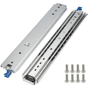 1 Pair of 32 Inch Heavy Duty Drawer Slides 500LB Full Extension Side Mount Ball Bearing Drawer Rails with Lock