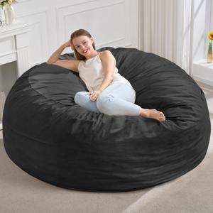 Hobestluk 5FT Bean Bag Chair Giant Bean Bag Chairs for Adults Large Bean Chairs with Removable Cover, Beanbag Chair with Filler, Adult Bean Bag Chairs for Living Room, Bedroom (5FT - 50" x 50" x 24", Black)